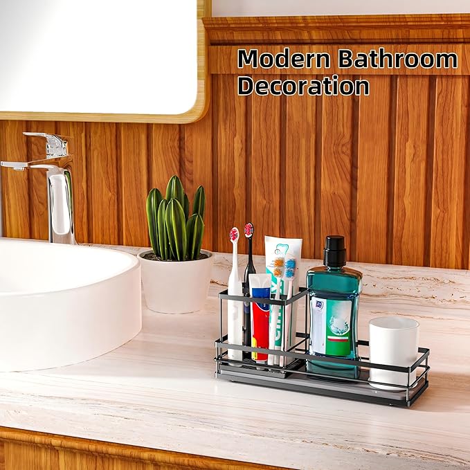 Toothbrush Holders with Water Absorbing Diatomite for Bathrooms, Electric Tooth Brush Toothpaste Holder, Kitchen Countertop Sink Caddy Sponge Organizers and Storage, Stone Drying
