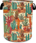 Tropical Cactus Laundry Basket, Foldable Waterproof Oxford Cloth Laundry Hamper Funny Tote Bag Dirty Clothes Storage Bucket Toy Organizer for Bathroom/Laundry/Bedroom 15.7"x19.6"