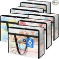 BlissTotes 6 Pack Clear Clothes Storage Bags, Moving Bags, Foldable Blanket Storage Under Bed Storage Containers with Sturdy Zipper and Handle for Clothing, Comforter, Bedding, Sheet (40L)