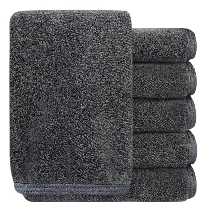 SINLAND Absorbent Coral Velvet Washcloth Ultra Soft Microfiber Face Towels 12 x 12 inch Multi-Purpose Face Cloths for Household and Sport