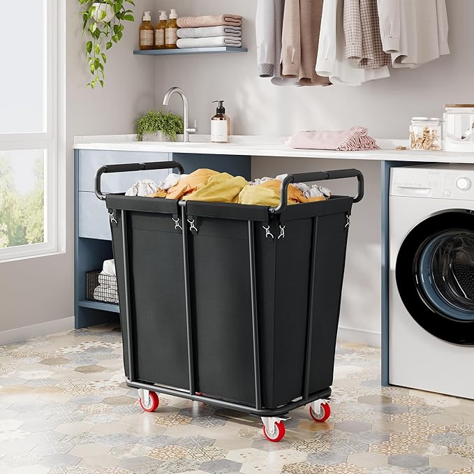 Large Laundry Hamper with Wheels, 360L Rolling Big Laundry Basket for Clothes Storage, Heavy Duty Extra Large Rolling Laundry Cart with Handle, Steel Frame, Waterproof Liner,95.1 Gallons.