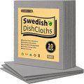 HOMERHYME Swedish Dishcloths, 10 Pack Absorbent Dish Towels for Kitchen, Multipurpose Cellulose Sponge Cloths, Reusable Washable Towels for Home & Kitchen, Grey