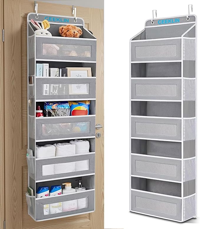 Wall & Door Hanging Organizer with Mesh Pockets – Over The Door Storage Organizer for Bedroom, Bathroom, Closet & Pantry, Space Saving Fabric Pocket Organizer