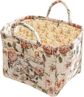 vctops Boho Cotton Quilted Storage Basket for Organizing, Basket Organizer Gift Baskets with Handles, Storage Bins for Toys, Books, Towels, and Clothes, Collapsible Fabric(Pattern A,13"x10.6"x10")