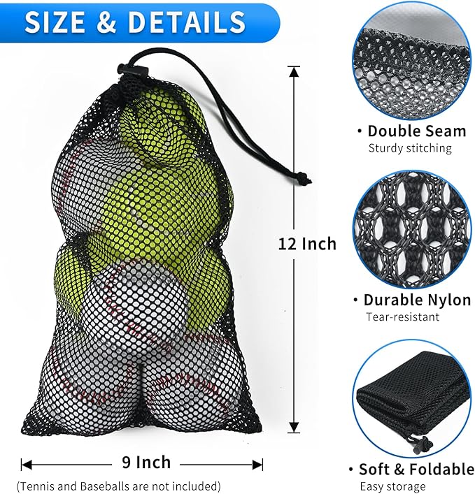 10 Pcs Mesh Drawstring Bag 9" x 12" with Cord Lock Closure, Nylon Durable Heavy Duty Mesh Bag for Laundry Beach Toys Swimming Gym Travel Mushroom Foraging (Black)