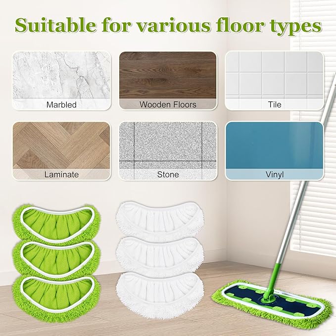 XL Mop Pads Compatible with Swiffer XL Sweeper, X-Large Dry Sweeping Cloths, XL Wet Pads Refills, Reusable Washable Microfiber Heavy Duty Wet Mopping Cloths for Hardwood Floor Cleaning, 6 Pack