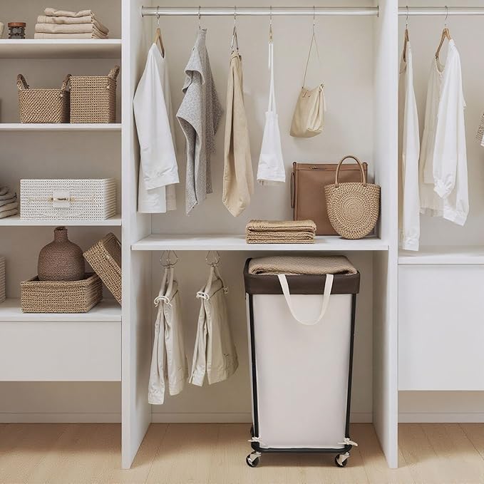 GRANNY SAYS 160L Rolling Laundry Basket, Laundry Hamper with Wheels, Large Laundry Cart with Removable Bag, Clothes Organization and Storage for Laundry Room, Bathroom, Bedroom, Beige