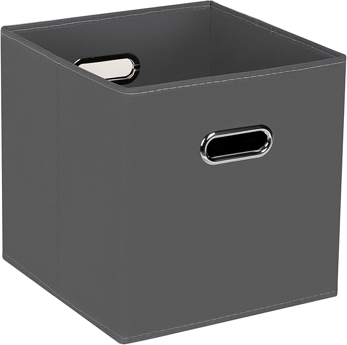 STOREONE Fabric Storage Bins Cubes Baskets Containers-(11X11X11) with Dual Handles for Shelf Closet, Nursery Home ， Bedroom Organizers, Foldable Set of 1 (grey)