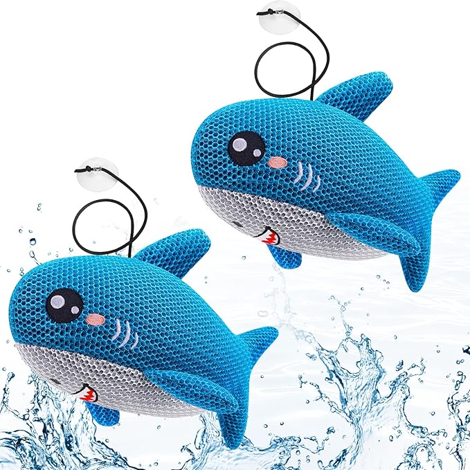 Hot Tub Scum Absorber Shark, 2PCS Reusable Hot Tub Oil Absorbing Floating Sponges for Spa/Pool, Hot Tub Scum Sponge Accessories to Soak Up Oils & Keep Water Clean