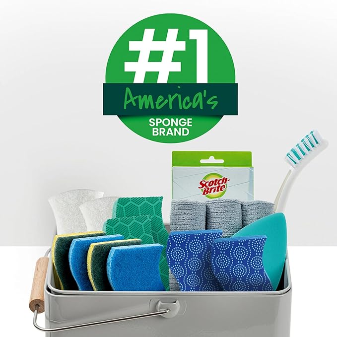 Scotch-Brite Zero Scratch Scrub Sponges, 6 Kitchen Sponges for Washing Dishes and Cleaning The Kitchen and Bath, Non-Scratch Sponge Safe for Non-Stick Cookware (Pack of 2)