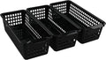 Begale Small Plastic Storage Baskets, Black, 11.6"L x 5"W x 3.4"H, Set of 6