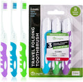 Portable Folding Toothbrush Kit - Built-in Cover, Collapsible, Multi-color (3 Pack Firm-Multicolor)