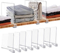 JOY DECOR 8 Pack Acrylic Clear Shelf Dividers for Closets Organizer and Storage Adjustable Vertical Wood Shelf Closet Separators for Clothes,Book,Bags in Bedroom and Kitchen