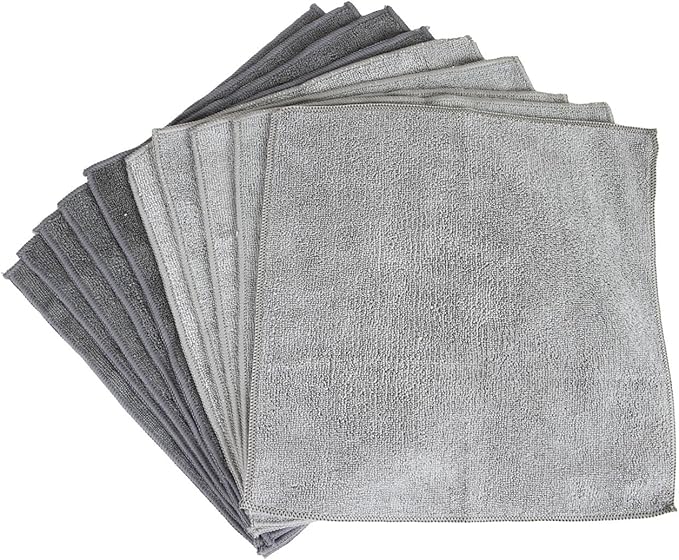Sophisti-clean Microfiber Cleaning Cloths, Attract Dust Like a Magnet, Use Wet or Dry, Ultra Soft and Absorbent, Non-Abrasive, Streak Free, Reusable, Machine Wash, Gray, 10 Pack