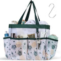F-color Shower Caddy Portable - Mesh Shower Bag Basket Tote for College Dorm Room Essentials Bathroom Gym Camp Quick Dry for Women Men with S Hook, Green Pineapple
