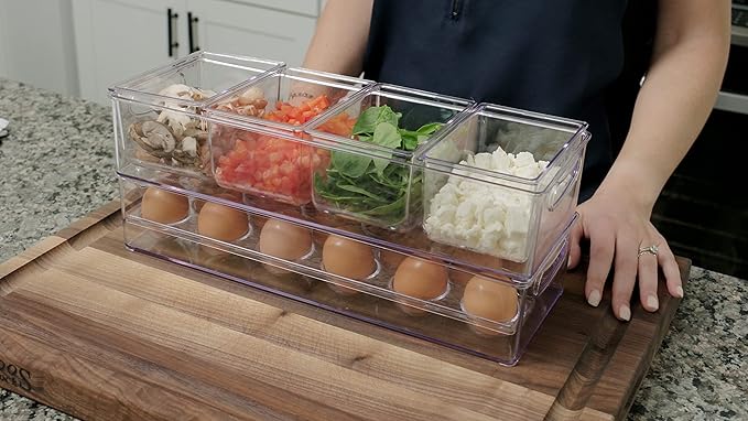 Pikanty - Egg Holder and Fridge Organizer | Clear Food-Grade Plastic Refrigerator Egg Storage Container | Holds Up to 17 Eggs | Dishwasher Safe, Heat and Freezer Resistant | Made in USA