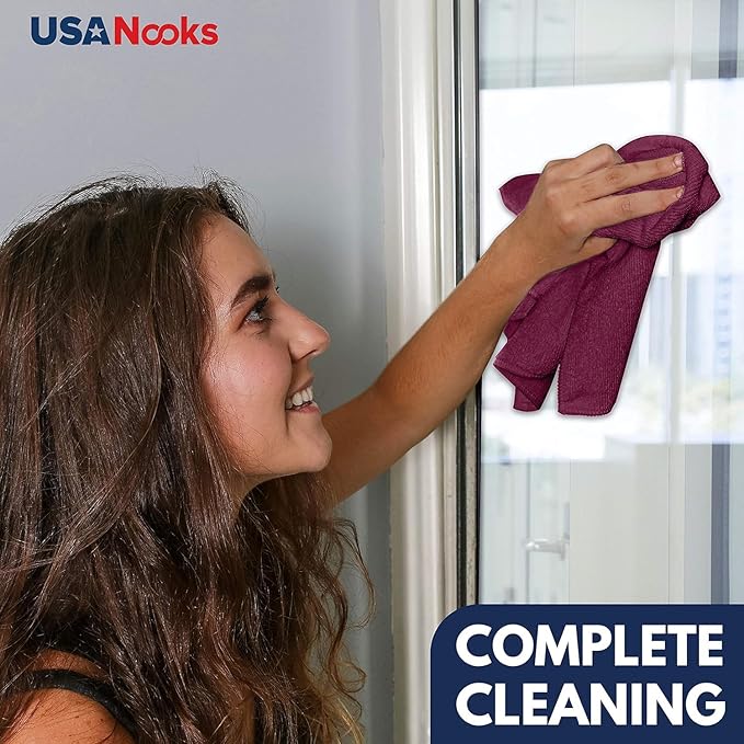 USANOOKS Premium 300GSM Microfiber Cleaning Cloth - 12.5"x12.5" High Performance - 1200 Washes, Ultra Absorbent Microfiber Towels for Cars Undercarriage, Rims & Engine Bay Cleaning - Microfiber Cloth