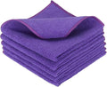 uxcell 5 Pcs Microfiber Cleaning Cloth, Kitchen Towels Reusable Microfiber Towels Highly Absorbent for Household Cleaning Supplies, Kitchen, Bathroom, Purple(Square), 11.8" X11.8
