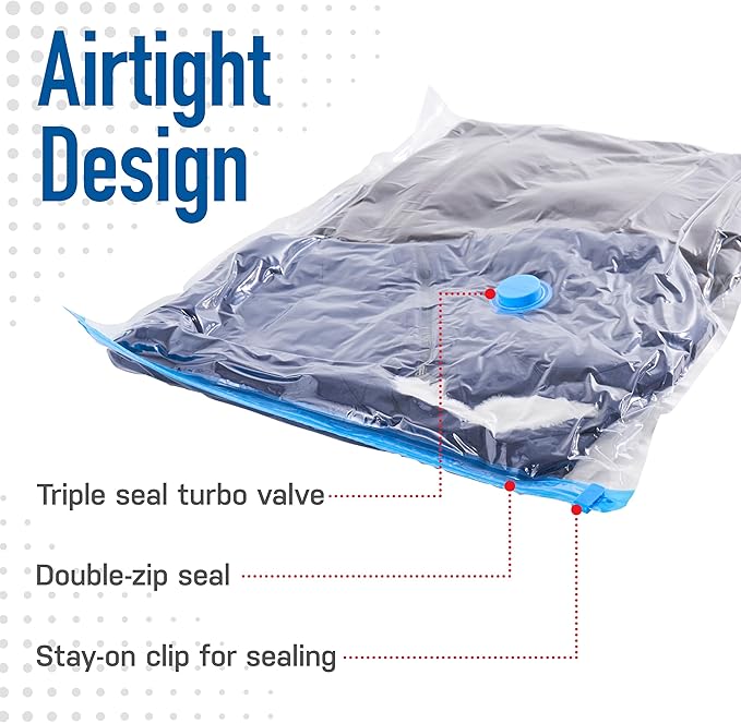Spacesaver 3 Pack Jumbo Vacuum Storage Bags - 40"x 30 Heavy Duty Blanket Storage Bag with Pump - Space Saver for Clothes, Comforters, and Bedding - Compression Bags to Store Blankets for Travel