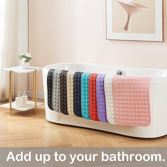 Yanzifly Bathtub Mat Non Slip Bath Mat for Tub Silicone Soft Bath Tub Mat Non Slip Shower Mats, Suction Cups Bath Tub Anti Slip Matt for Family Use, Machine Washable - Pink