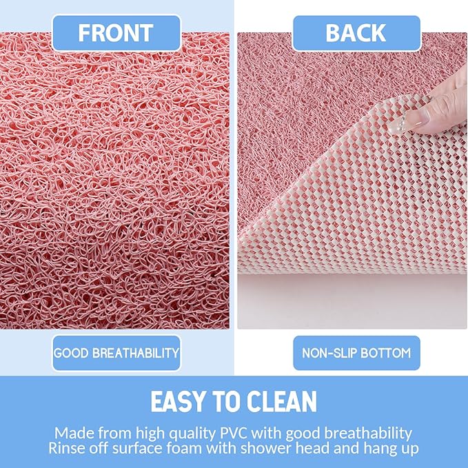 Hargiis Non-Slip Bathtub Mat, Anti Slip Shower Mat, Fast Drying Bathtub Mats, Foot Scrubber Mat, Anti Slip Mat for Tub, Floor, Bathroom, Kitchen, Home, Hotel (Pink 24"×24")