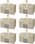 BALEINE 6-Pack Oversized Moving Bags with Reinforced Handles, Heavy-Duty Storage Tote Moving Supplies for Packaging, Camping (Color Stripe, 6-Pack)
