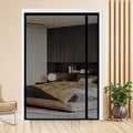 Reversible Left or Right Side Opening Magnetic Screen Door, Narrow Durable Fiberglass Mesh Curtain Hands Free for Patio, Bedroom, Fits Door Size 72" x 80", Black