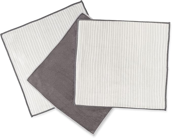Full Circle Renew Collection All-Purpose Recycled Microfiber Cloths, Set of 3, Stripes Print