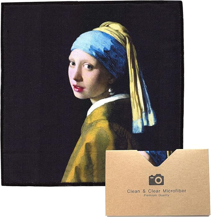 Large [4 Pack] Classic Art (Girl with a Pearl Earring) - Ultra Premium Quality Microfiber Cleaning Cloths (Best for Camera Lens, Glasses, Screens, and All Lens.), Microfiber Cloth