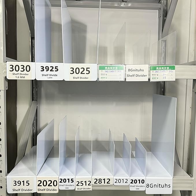 20 Pcs 39 * 20CM 1.6MM Closet Organization with PVC White Shelf Dividers - Closet Shelf Organizer for Clothes, Towels,Sweaters,Purses,and Books - Shelf Separators,Label Sticker,Label Holder