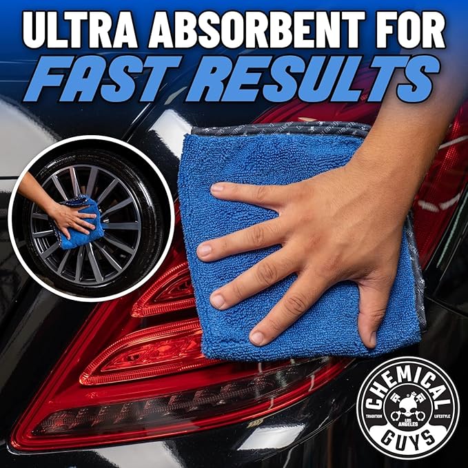 Chemical Guys Professional Grade Premium Microfiber Towels for Cars, Blue, 16" x 16", Ultra-Soft and Scratch-Free Car Detailing Cloths for Trucks, Motorcycles, and More - 12 Pack