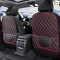 Leatherette Car Seat Protector - 2 Pack Large Car Kick Mats with Storage Pockets Organizer Seat Back Cover Against Dirty Shoes & Scratches, Universal Fit for Most Vehicles, Black with Red Line
