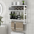 PPN Towel Rack Bathroom Storage Shelves Over The Toilet with Towel Bar 100% Bamboo Adjustable Height Floating Shelf Wall Shower Shelf for Small Space Bathroom Kitchen Multi Usage (White-1Pack)