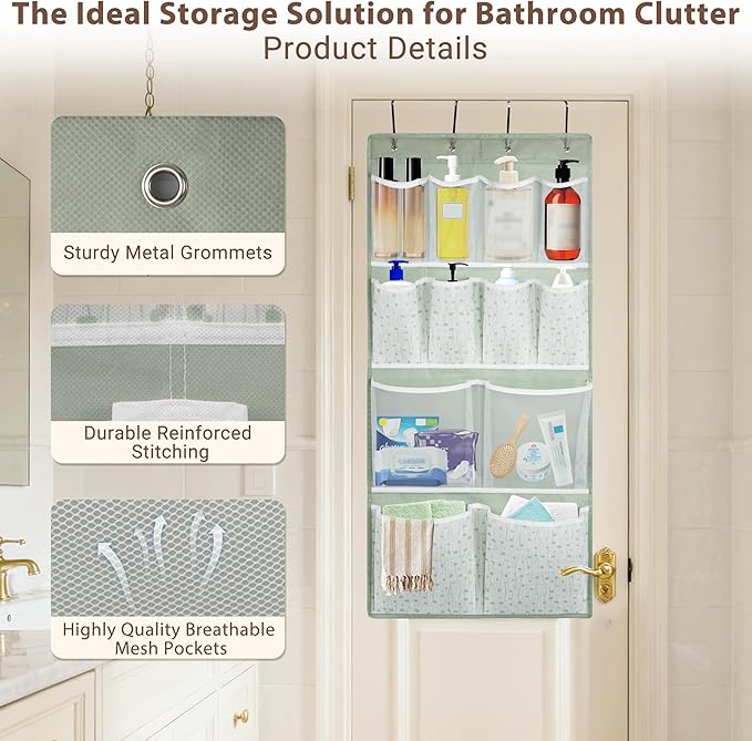 2 Pack- 12 Pocket Over Door Hanging Storage Organizer with 4 Kinds Pouch,Back of Closet Hanging Shelf Storage Organization for Sock,Hat,Underwear,Behind Door Caddy in Bedroom,Bathroom,Entrance,Dorm,RV