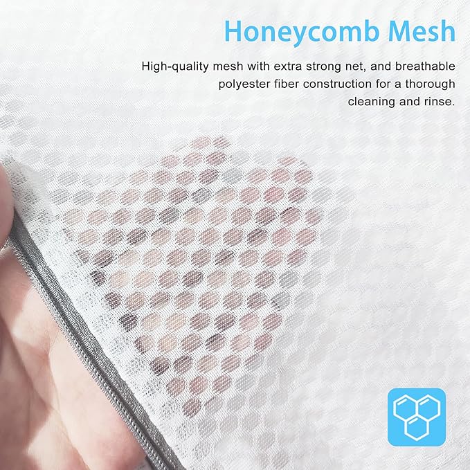 PrettyCare 3 Medium (12 x 16 in) Mesh Laundry Bags for Delicates, Durable Honeycomb Wash Bags with Premium Zippers - Laundry Essentials Mesh Bags for Lingerie, Bras, Socks, Sweater, Travel & Organize