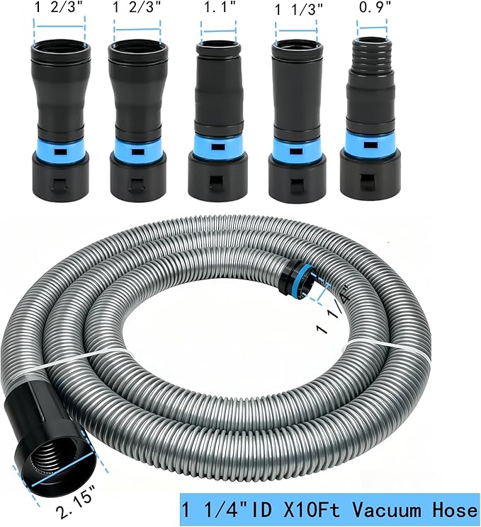 MITANSLE Dust Collection Hose Adapters Kit - Ribbed TPE QuickClick Adapters for Home & Shop Vacuum Systems, Expanded Set Fits Most Woodworking Power Tools & Sanders, Multi-Brand Compatible