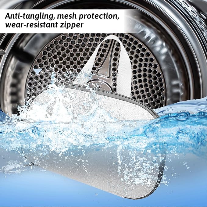 Bra Washing Bags for Laundry, 2 Pcs Mesh Bra Laundry Bags for Washing Machine Bras Washer Protector Bag with Zipper for Wash Delicates Underwear Lingerie Brassiere (Grey, A Cups)