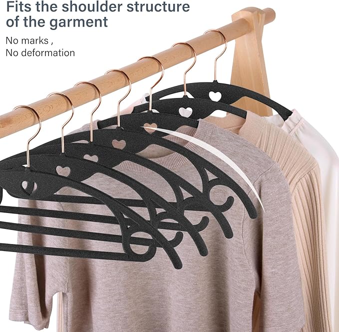 IEOKE Velvet Hangers 30 Pack: Felt Clothes Hangers Heavy Duty Shirt Sweater Hangers No Shoulder Bump Non Slip Slim Thin Coat Hangers for Closet - Black Grey/18 XL