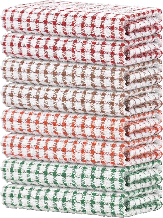 Nialnant 8 Pack Kitchen Towels, Dish Towels for Kitchen, 100% Cotton Dish Cloths for Washing Dishes, Quick Drying Reusable Cleaning Rag - 25 x 16 in