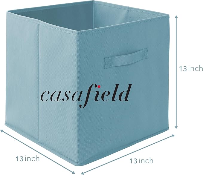 Casafield Set of 6 Collapsible Fabric Cube Storage Bins, Baby Blue - 13" Foldable Cloth Baskets for Shelves, Cubby Organizers & More