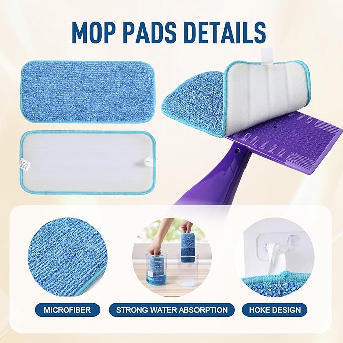 Microfiber Mop Pads Compatible with WetJet, Reusable Wet and Dry Replacement Pads Swiffer Wet Pads for All Floor Types Cleaning (8 Pack)