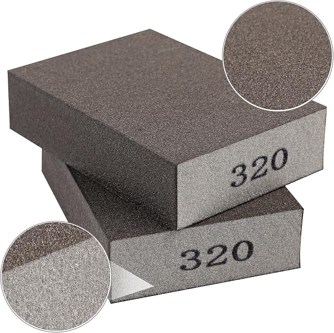 Romeda 8-Pack Sandpaper Block, 320 Grits Washable and Reusable Handmade Sanding Sponge, Drywall Sandpaper Blocks for Wooden Drywall Sheetrock and Metal Glazing