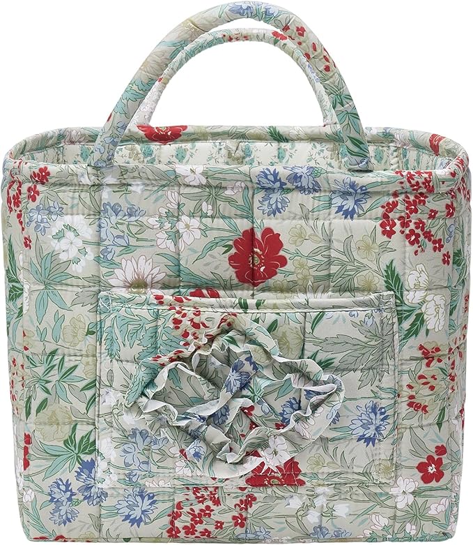 Boho Fabric Storage Basket, Large Capacity Laundry Basket, 12.2'' x 10.23'' x 10.23'' Collapsible Laundry Hamper with Easy Carry Handles (Ivory, L)