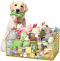 Indestructible Dog Toy basket, Large Toy Bin for Dogs,Pet Toy Bin Dog Metal Basket Organizer Storage for Toys Food Storage (Gold)