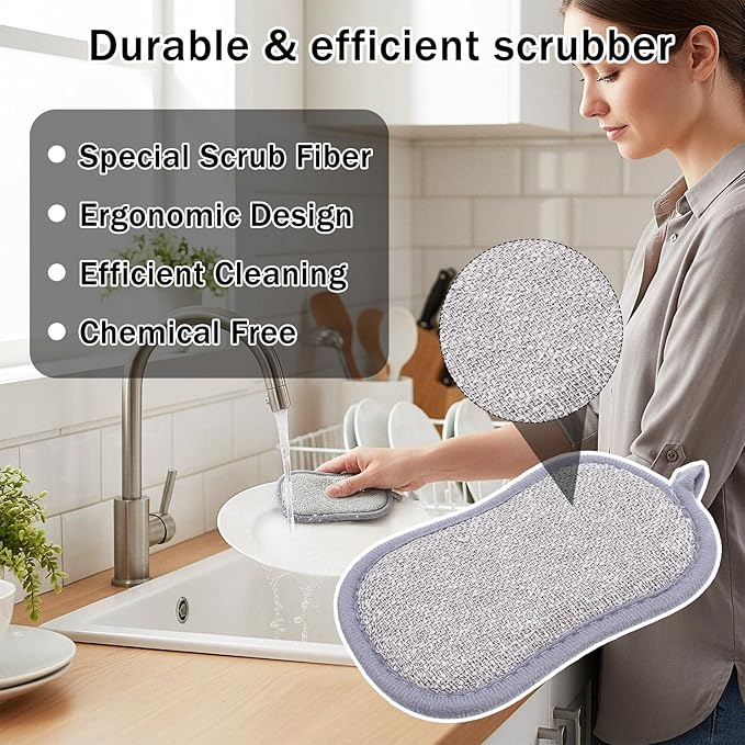 28 Pack Multi Purpose Kitchen Scrub Sponges, Non Scratch Reusable Dual Sided Microfiber Dish Sponge for Cleaning Pots Pans Dishes