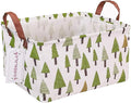 QUEENLALA Rectangular Laundry Hamper/Foldable Nursery Laundry Basket for Organizing/Storage Bin Baskets/Children Toy Office Bedroom/Toy Bin Closet Shelf Baskets（Rec-Green forest）