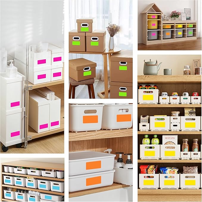 2" x 4" Colored Labels Stickers 5 Colors Bright Moving Stickers for Boxs 20 Sheets Printable Address Label for Laser/Inkjet Printer, Permanent Adhesive(200 PCS)
