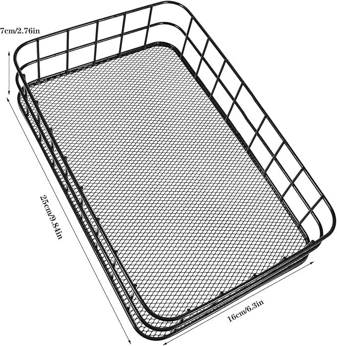 Black Metal Wire Cabinet Organizer Storage, Iron Grid Storage, Tray Net Basket Storage for Office, Home Decoration (Black)