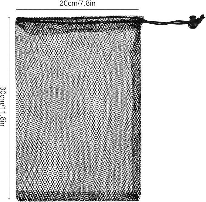 Grevosea 12Pcs Drawstring Mesh Bag, 8X12 Inch Nylon Mesh Drawstring Bags Delicates Laundry Bags for Washing Machine Small Gym Bag for Basketball Volleyball Football Golf Stuff Balls