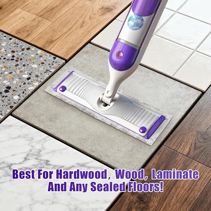 25 Pack Disposable Mopping Pads Refills for Swiffer PowerMop Multi-Surface & Wood Mops, Spray Clean Pads Replacement for Floor Cleaning（Purple Without Handle）